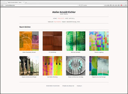 Screenshot Webseite Kunst+Bauen