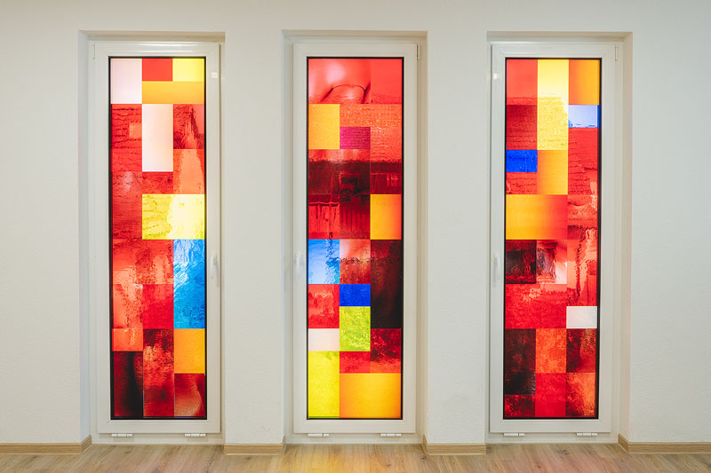 Drei Antik-Glas-Fenster
